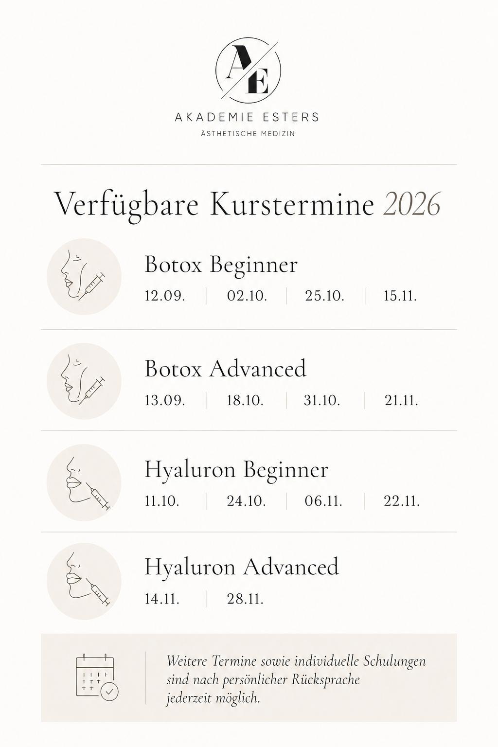 Verfügbare Kurstermine – Akademie Esters