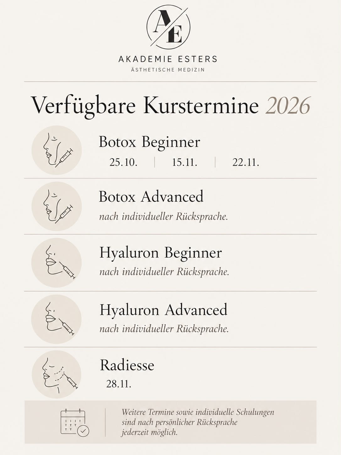 Verfügbare Kurstermine – Akademie Esters
